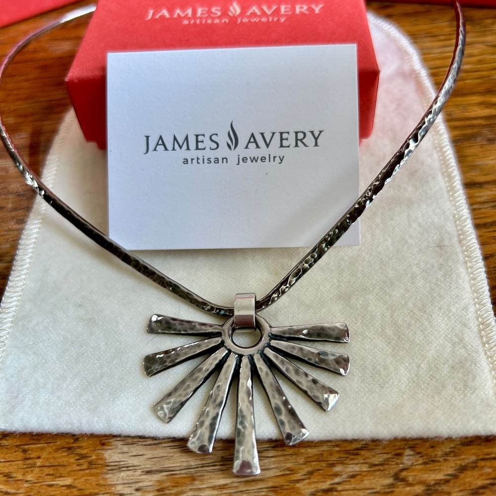 James Avery Sterling Silver Hammered Sunburst Pendant & Necklace